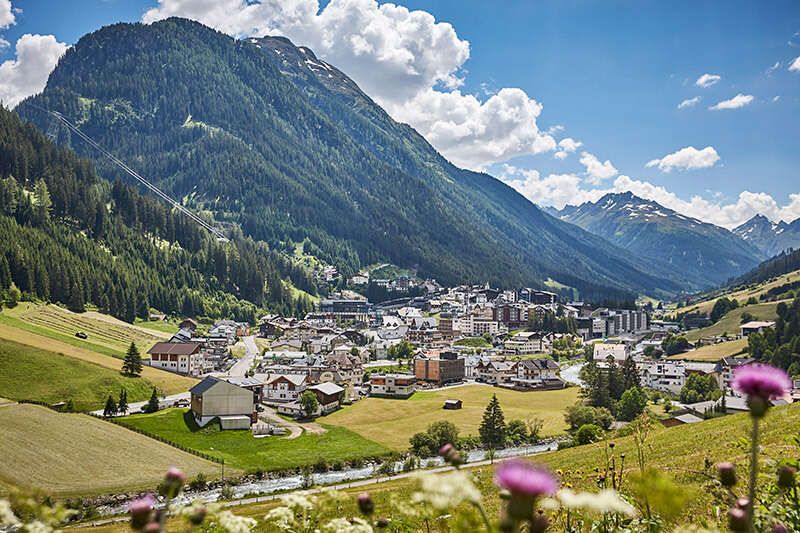 View of Ischgl in summer